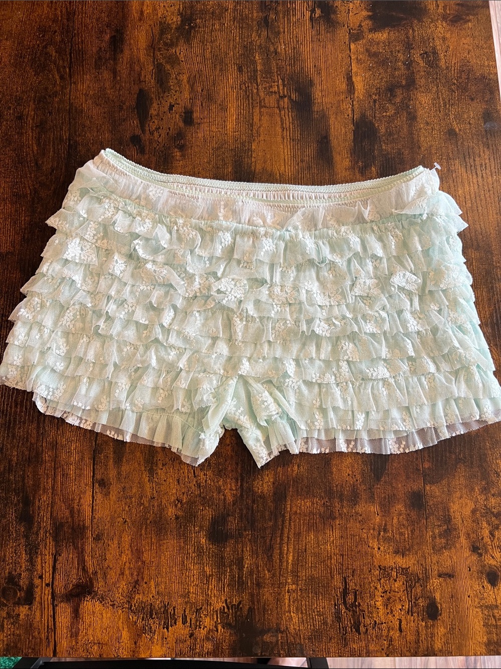 Free People Mint Ruffle Lace Skort Shorts